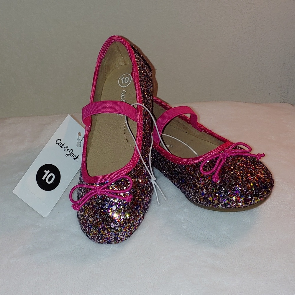 Toddler Glitter Cat and Jack Flats size 10